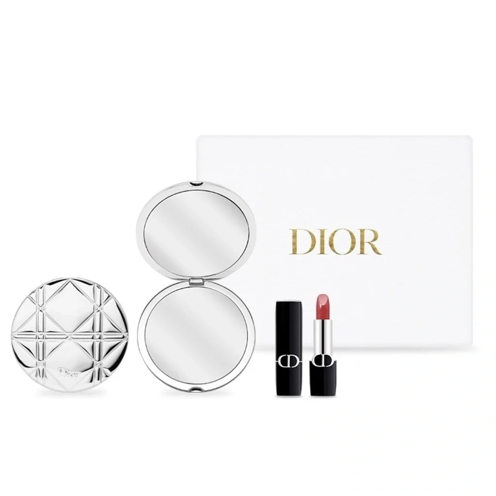 NWT Dior VIP Limited Edition Compact Mirror and Mimi Lipstick Set.